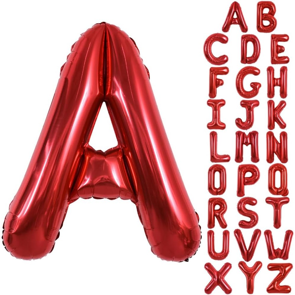 Balon Folie Metalizata Litera A, Decoratiuni Petrecere Aniversara, Material Aluminiu, Compatibil Aer sau Heliu, Include Pai Umflare, Rosu, 40 cm
