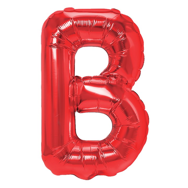 Balon Folie Metalizata Litera B, Decoratiuni Petrecere si Aniversari, Umflare cu Heliu sau Aer, Include Pai de Umflare, Rosu, 40 cm