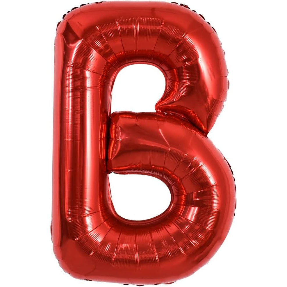 Balon Folie Metalizata Litera B, Decoratiuni Petrecere si Aniversari, Umflare cu Heliu sau Aer, Include Pai de Umflare, Rosu, 40 cm