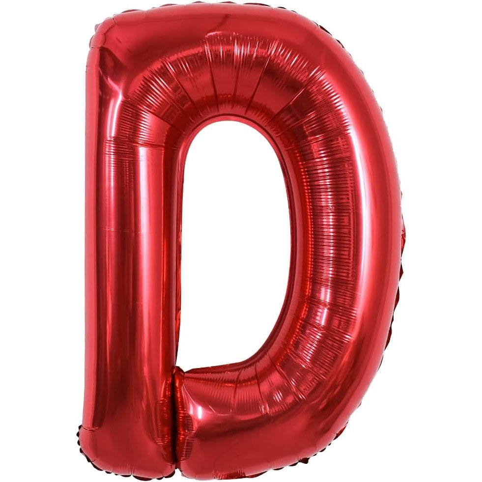 Balon Folie Metalizata Litera D, Decoratiune Petrecere Aniversara, Aluminiu, Umflare Heliu sau Aer, 40 cm, Rosu