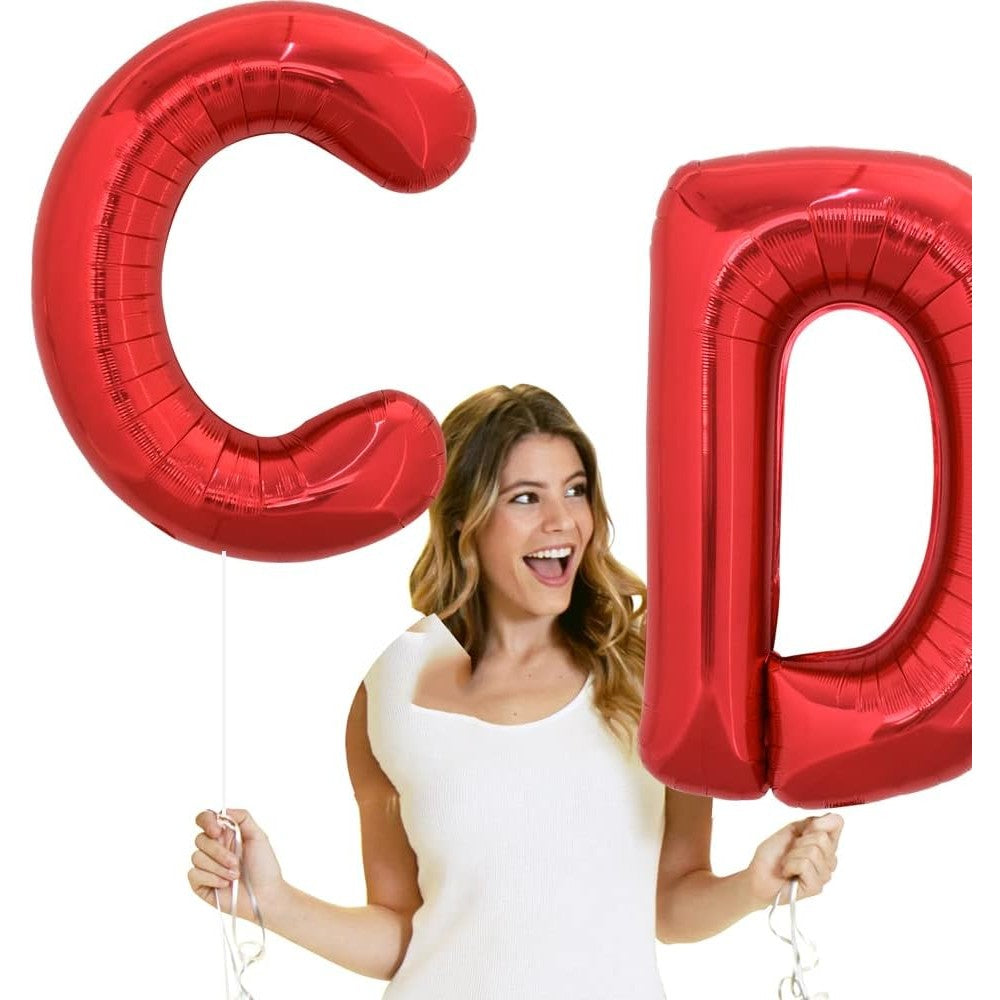 Balon Folie Metalizata Litera D, Decoratiune Petrecere Aniversara, Aluminiu, Umflare Heliu sau Aer, 40 cm, Rosu