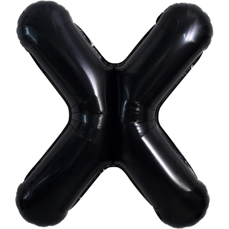 Balon Folie Metalizata Litera X, Balon Aniversar pentru Aer sau Heliu, Material Aluminiu Rezistent, Pai Inclus, Negru, 40 cm