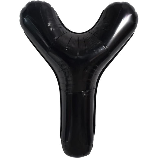 Balon Folie Metalizata Litera Y, 40 cm, Umflare Heliu sau Aer, Include Pai, Aluminiu, Negru