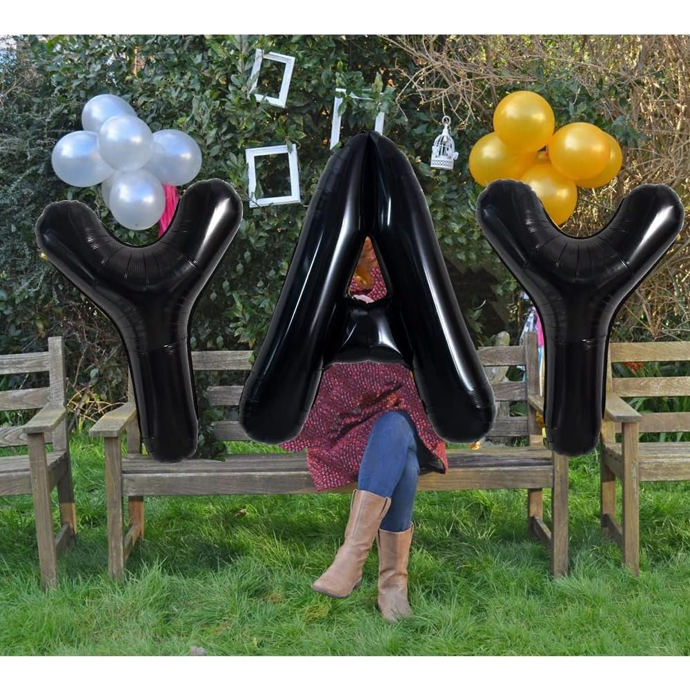 Balon Folie Metalizata Litera Y, 40 cm, Umflare Heliu sau Aer, Include Pai, Aluminiu, Negru