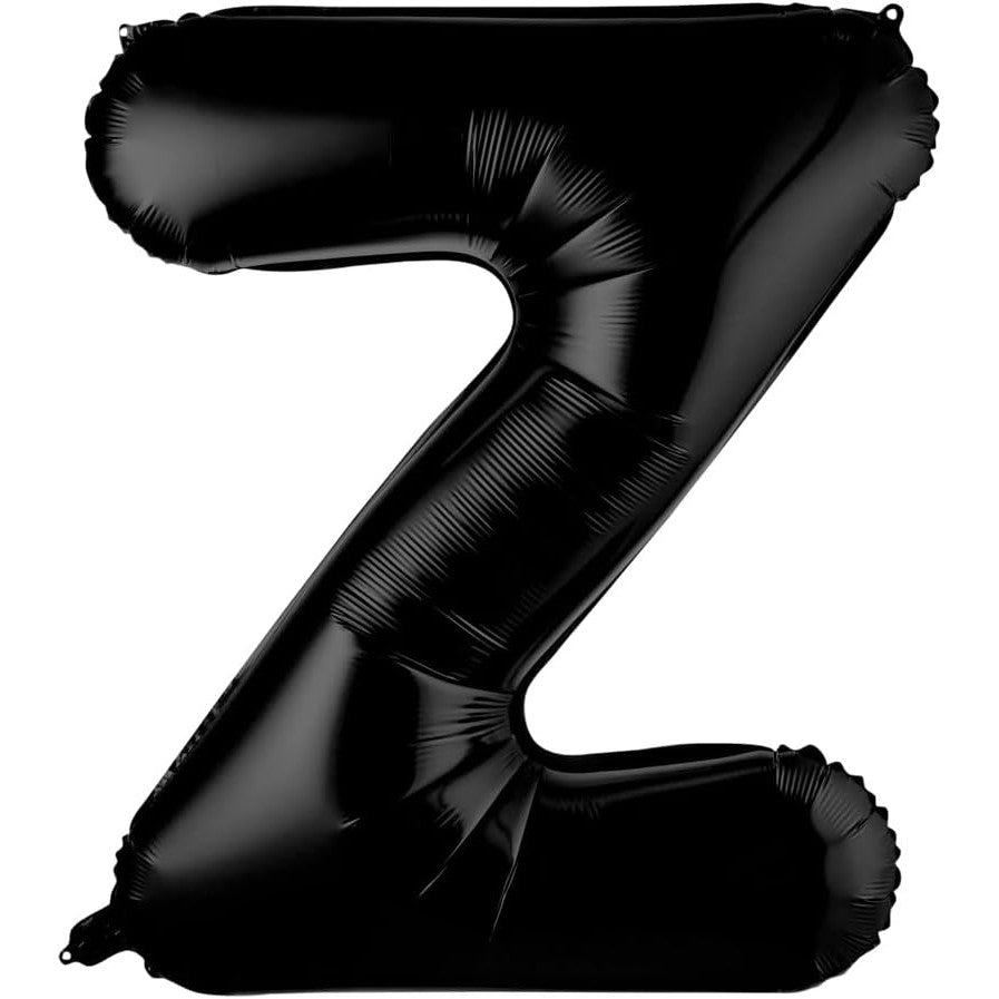 Balon Folie Metalizata Litera Z, Figurina Decorativa Party, Umflare Aer sau Heliu, Aluminiu, Inclus Pai Umflare, 40 cm, Negru