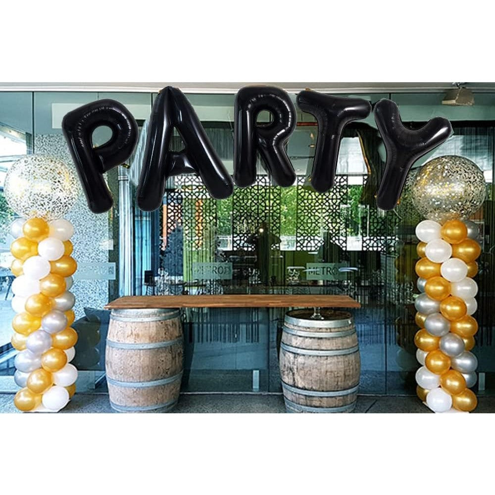 Balon Folie Metalizata Litera R, Decoratiuni Petrecere, Umflare Heliu sau Aer, Material Rezistent, Pai Inclus, 40 cm, Negru