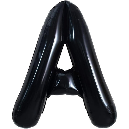 Balon Litera A, Balon Folie Metalizata Party, Umflare Aer sau Heliu, Include Pai, 40 cm, Negru