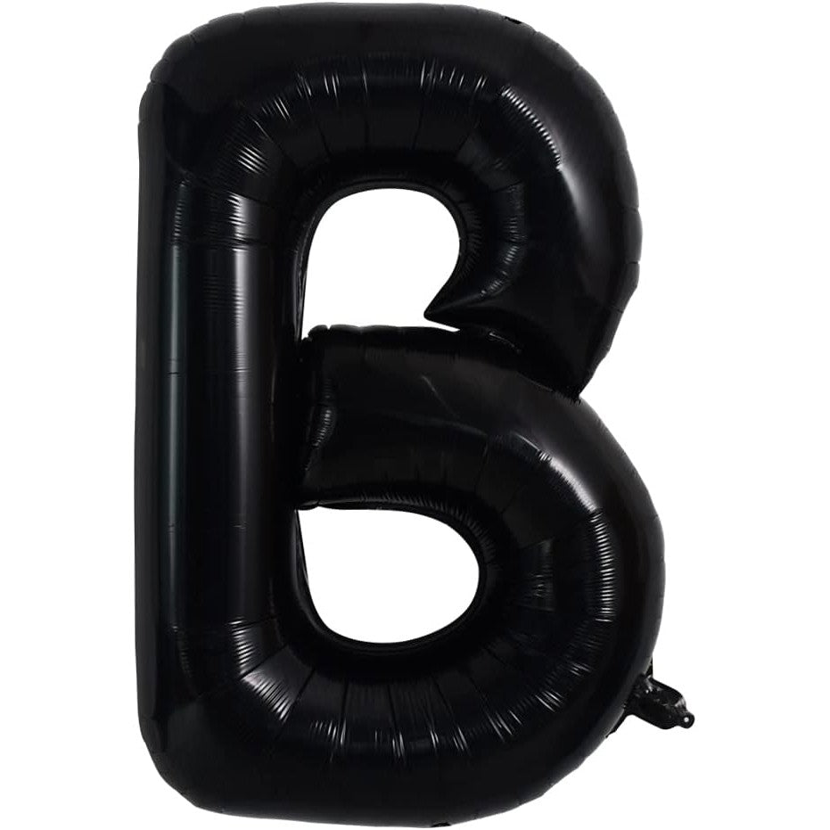 Balon Folie Metalizata Litera B, Decor Petrecere Aniversara, Umflare Aer sau Heliu, Aluminiu, Inclus Pai Umflare, 40 cm, Negru