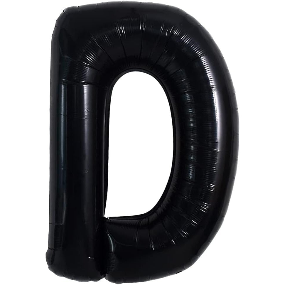 Balon Folie Metalizata Litera D, Decoratiuni Petrecere, Umflare Heliu sau Aer, Include Pai, 40 cm, Negru