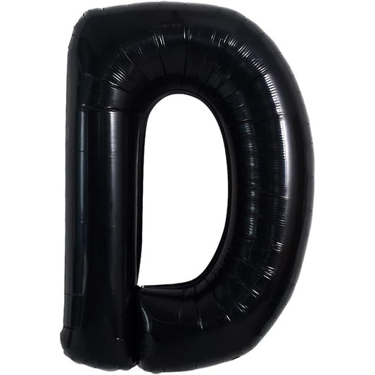 Balon Folie Metalizata Litera D, Decoratiuni Petrecere, Umflare Heliu sau Aer, Include Pai, 40 cm, Negru