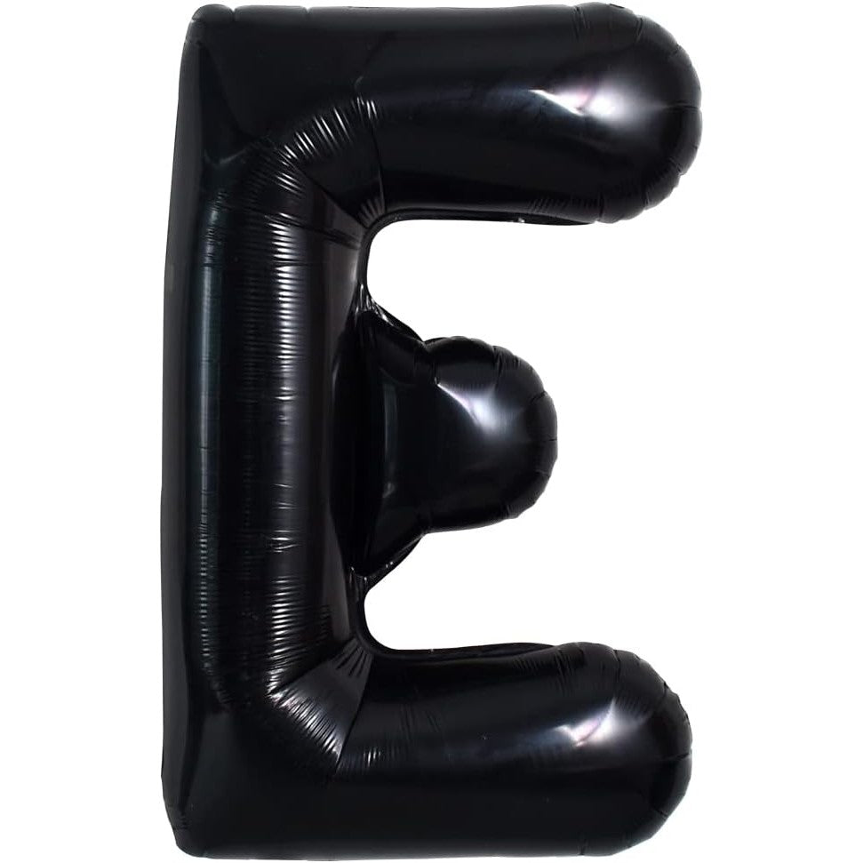 Balon Folie Metalizata Litera E, Umflare cu Heliu sau Aer, Decoratiuni Petrecere cu Pai Inclus, Aluminiu, 40 cm, Negru