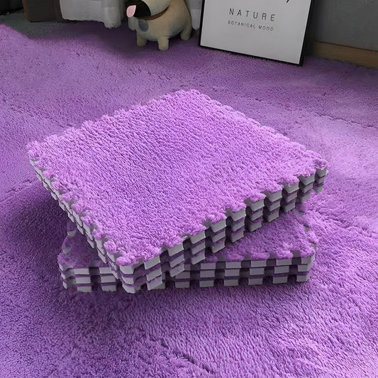 Covor Tip Puzzle Pentru Copii, Spuma EVA Moale Si Pufoasa, Protectie Podea Termoizolanta, 10 Piese, 30 x 30 x 1 cm, Mov