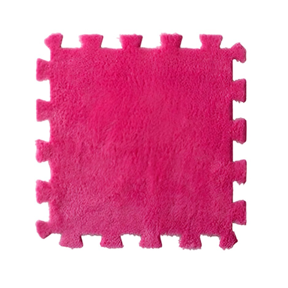 Covor Tip Puzzle, Set 10 Piese din Spuma EVA, Suprafata Moale si Pufoasa, Protectie Podea, Izolant Termic, 30 x 30 x 1 cm, Roz