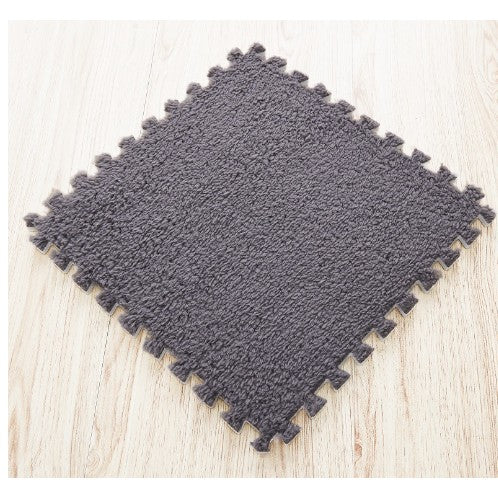 Covor Tip Puzzle Din Spuma EVA, Set 10 Piese, Suprafata Moale Si Pufoasa, Protectie Podea Copii, 30 x 30 x 1 cm, Gri