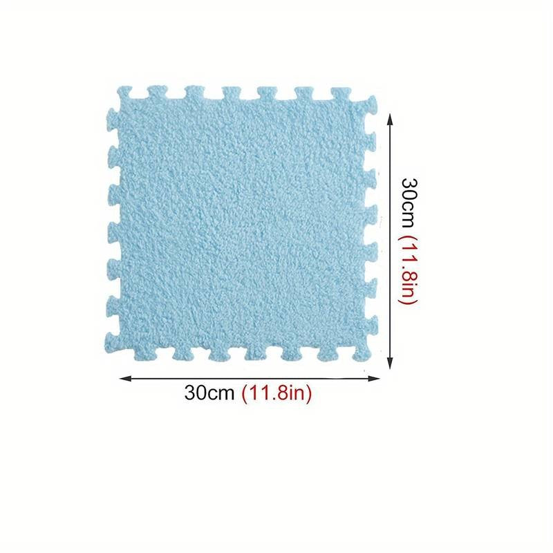 Covor Tip Puzzle Pentru Copii, Suprafata Moale Si Pufoasa, Spuma Eva Termoizolanta, Set 10 Piese, 30 x 30 x 1 cm, Baby Blue