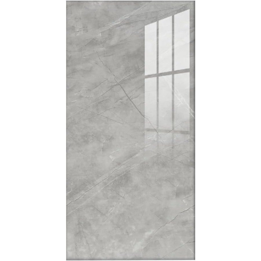 Set 10 Placi Tapet Autocolant, Model Imitatie Marmura, Panouri Perete Impermeabile din PVC, Grosime 1.5 mm, Suprafata 1.8 mp, 60 x 30 cm, Gri Cenusiu Deschis