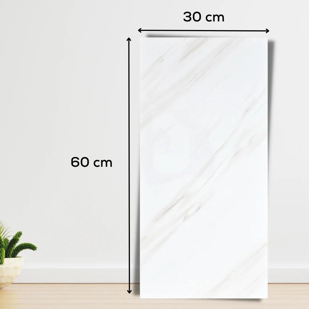 Set 10 Placi Tapet Autocolant, Panou Decorativ Perete Imitatie Marmura, PVC Impermeabil, 60 x 30 cm, Grosime 1.5 mm, Suprafata 1.8 mp, Galben/Alb