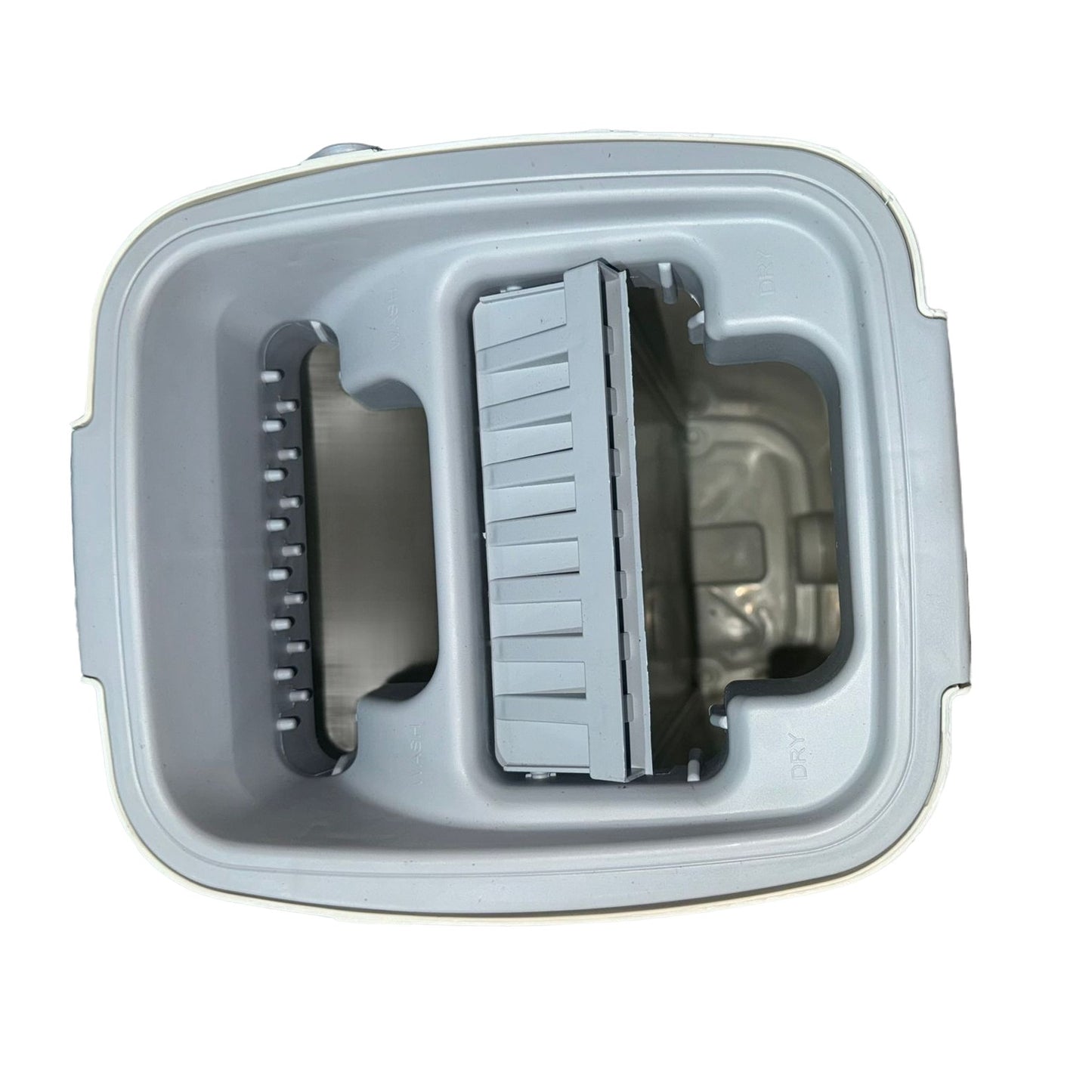 Set de Curatenie cu Mop Plat si Galeata, Stoarcere Fara Maini si Rotire 360 Grade, Tija Inox Telescopica, Plastic si Microfibra, 5.7 l, 4 Rezerve Incluse, Albastru/Alb