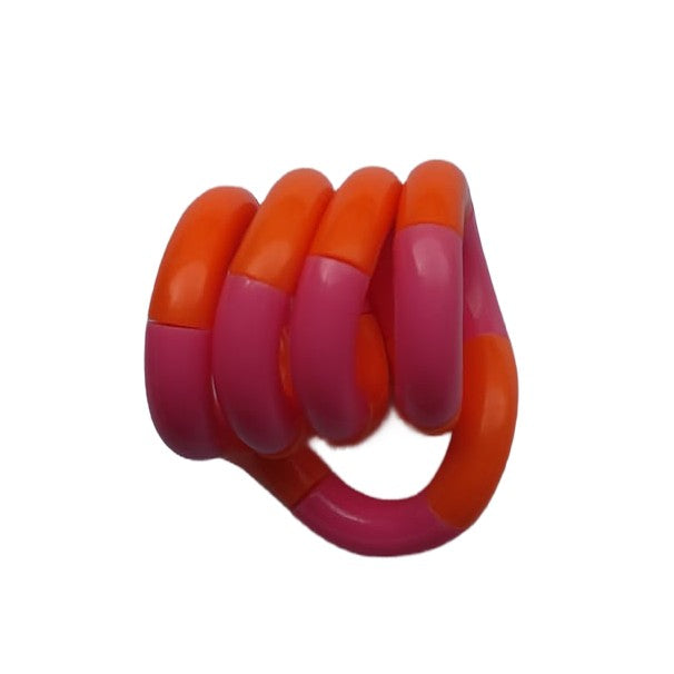 Jucarie Senzoriala Antistres Fidget Twist, Miscari Infinite de Decompresie, Plastic, 2 Culori Portocaliu/Roz, 3+ Ani