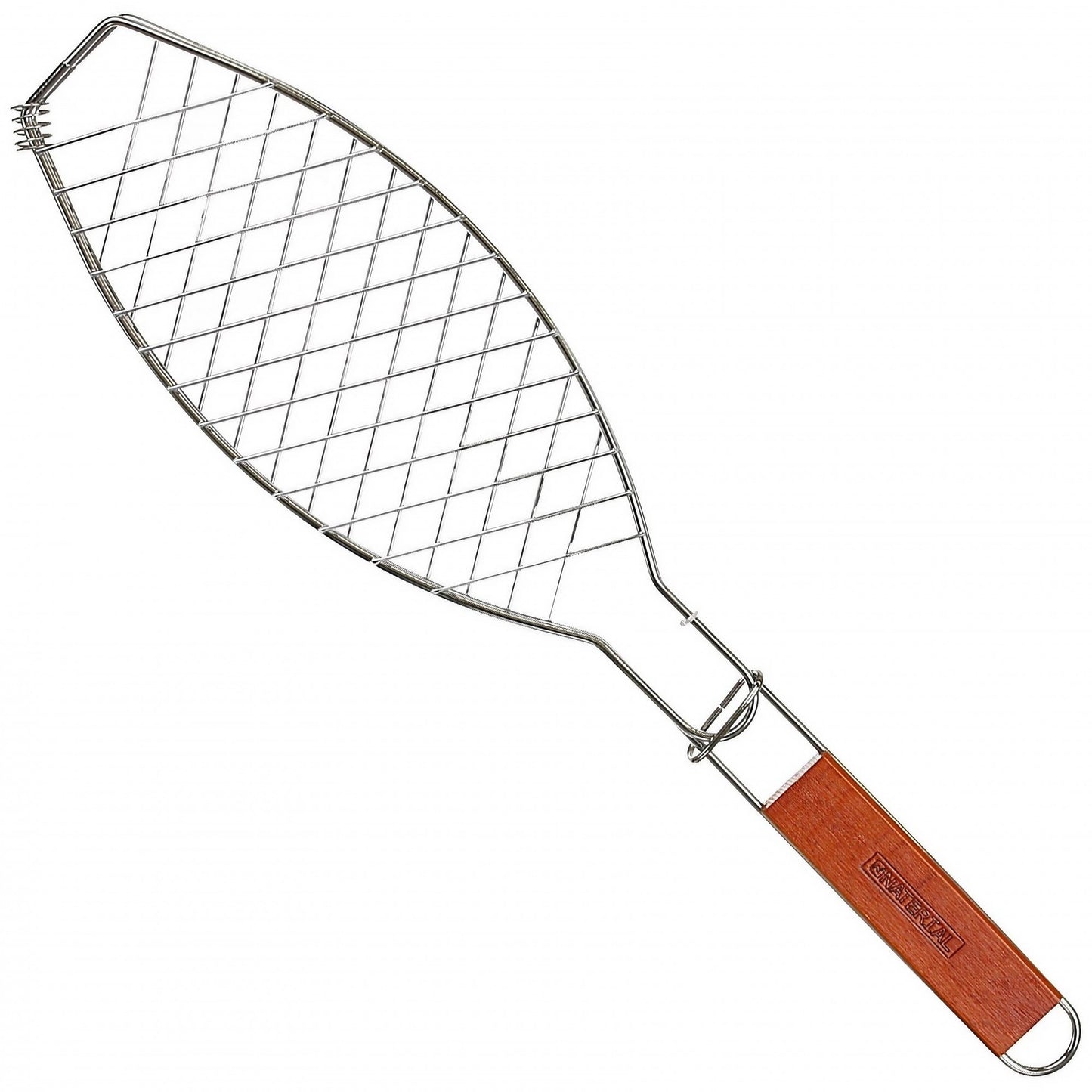 Gratar Grill pentru Peste, Inox de Inalta Calitate, Maner Ergonomic, Design Compact pentru Camping si Picnic, Argintiu, 56x12 cm