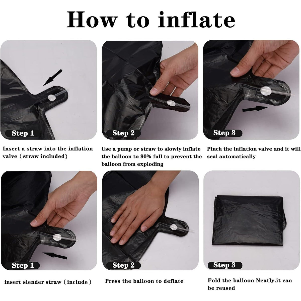 Balon Aniversar Cifra 0, Figurina din Folie Metalizata, Umflare Aer sau Heliu, Inaltime 100 cm, Pai Inclus, Negru