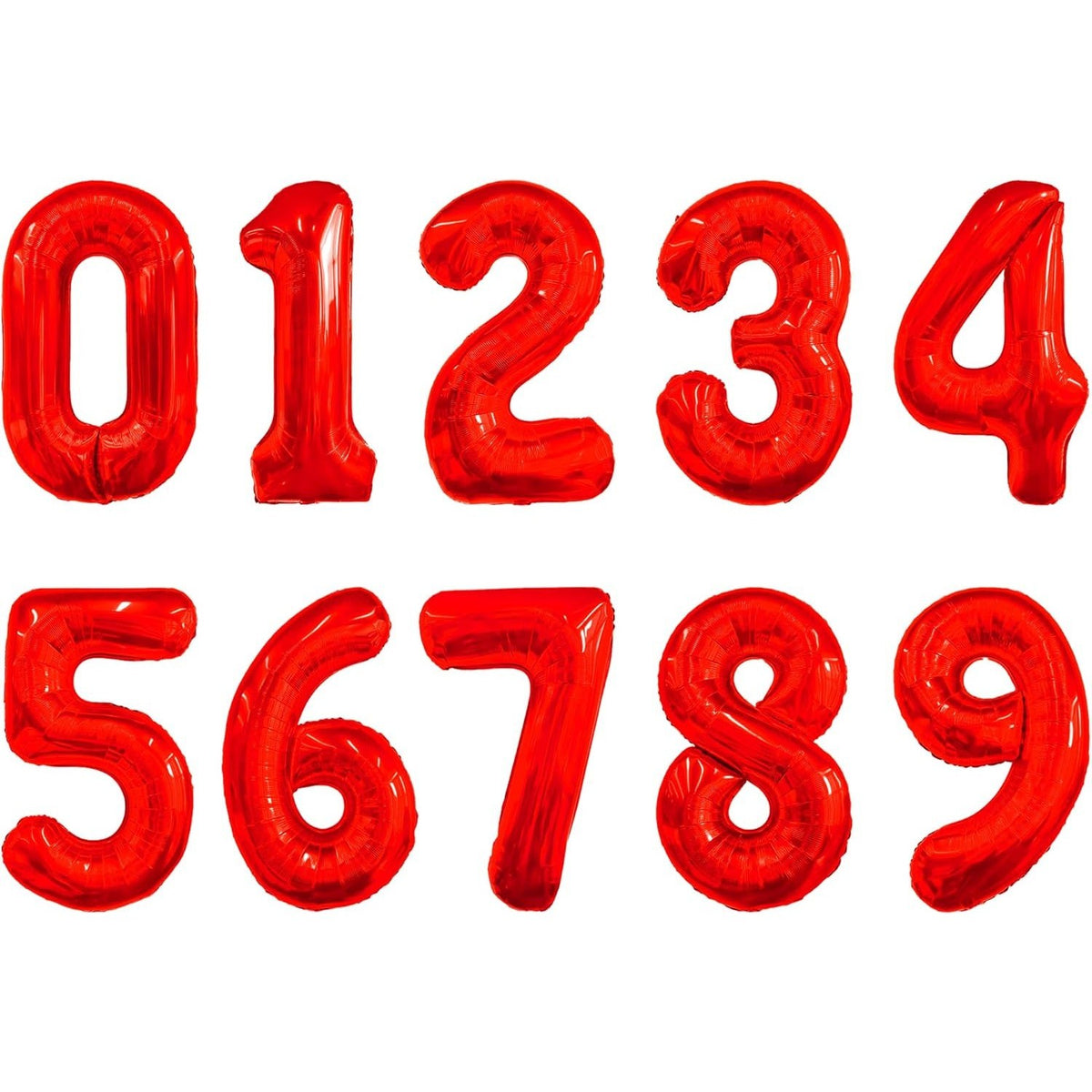Balon Aniversar Cifra 2, Figurina Gigant din Folie Metalizata, Umflare Aer sau Heliu, include Pai, 100 cm, Rosu