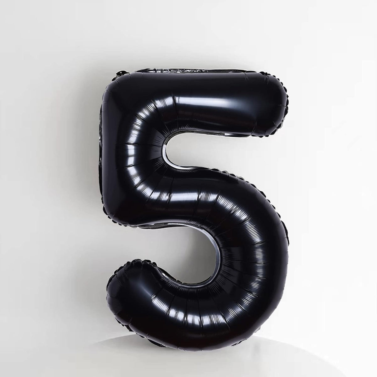 Balon Aniversar Cifra 5, Figurina Gigant din Folie Metalizata, Umflare Aer sau Heliu, Include Pai, 100 cm, Negru