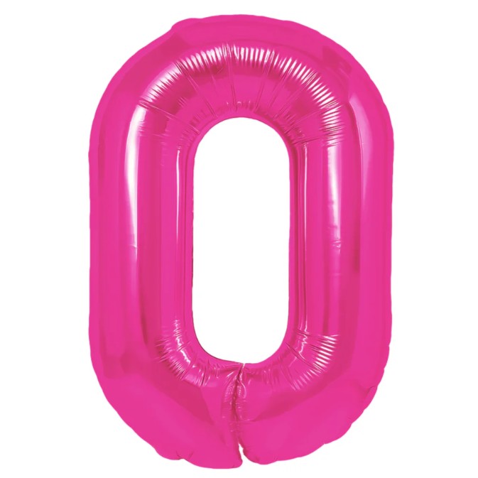 Balon Aniversar Cifra 0, Figurina din Folie Metalizata, Umflare Aer sau Heliu, Inaltime 100 cm, Roz