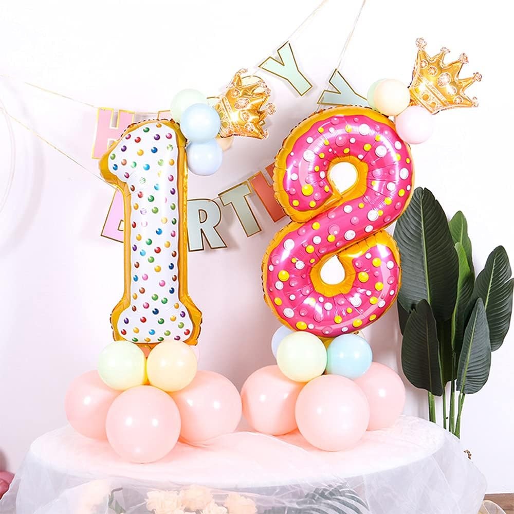 Balon Aniversar Cifra 1, Figurina Gigant 100 cm, Model Candy, Folie Metalizata, Umflare Aer sau Heliu, Pai Inclus, Multicolor