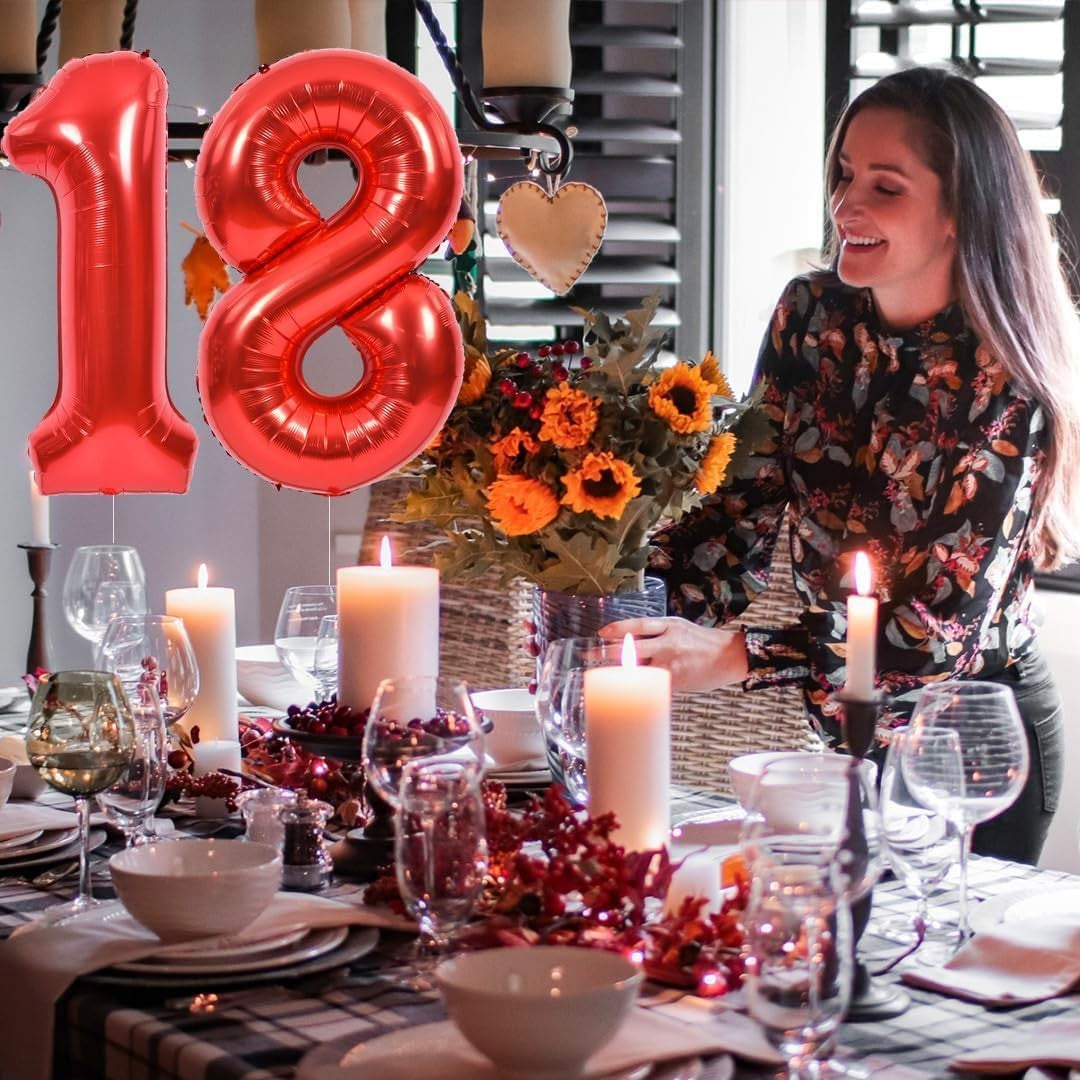 Balon Figurina Cifra 8 Aniversara, Folie Metalizata, Umflare cu Aer sau Heliu, Inaltime 80 cm, Rosu, Pai Inclus
