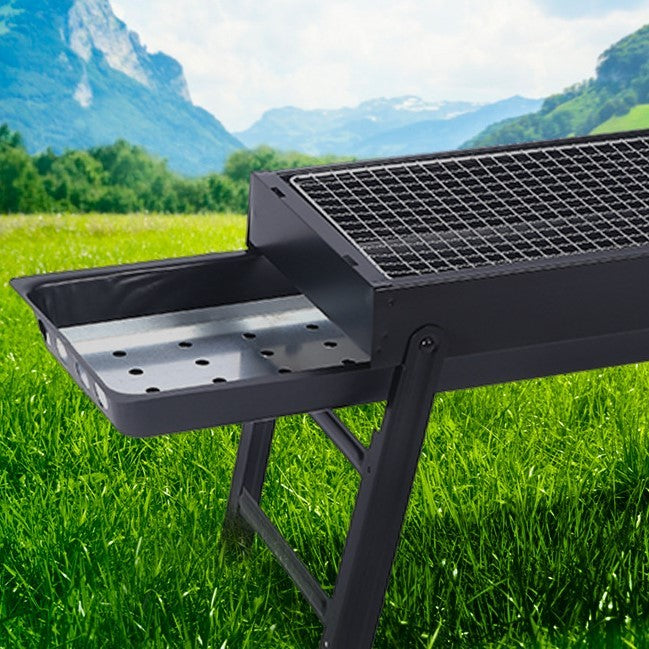 Gratar Portabil pentru Camping si Picnic, Gratar Compact din Metal Robust pentru Gradina si Terasa, 60x22x23 cm, Negru