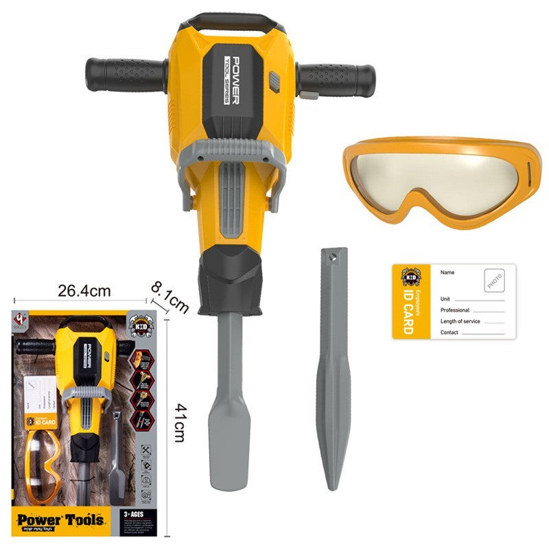 Jucarie Picamer Interactiv pentru Copii, Unelte de Constructii cu Sunete si Lumini, Capete Interschimbabile si Ochelari, Plastic, 41 cm, Portocaliu