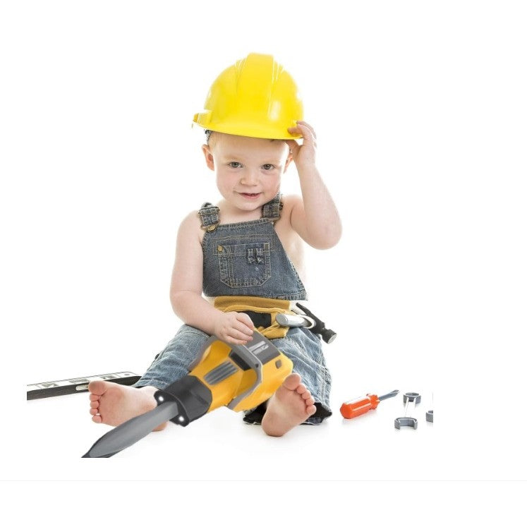 Jucarie Picamer Interactiv pentru Copii, Unelte de Constructii cu Sunete si Lumini, Capete Interschimbabile si Ochelari, Plastic, 41 cm, Portocaliu