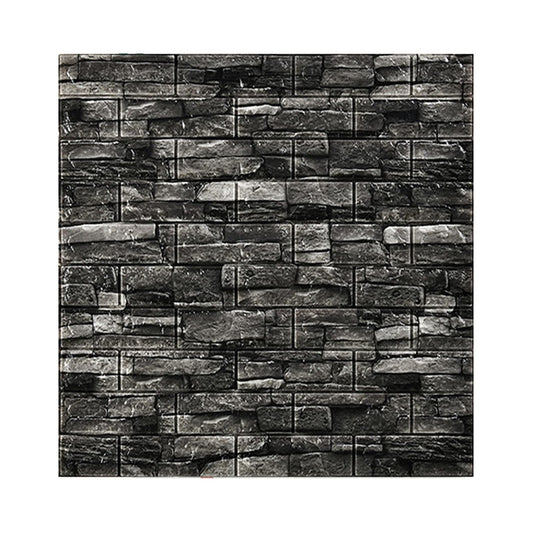 Set 10 Placi Tapet 3D Autoadeziv, Model Caramida, Panouri Perete Impermeabile si Izolante, Spuma Polietilena XPE, 70 x 77 cm, Grosime 3 mm, Suprafata 5.3 mp, Gri Inchis