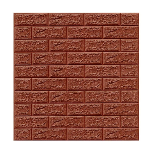 Set Tapet 3D Autoadeziv, Panouri Perete Model Caramida, Spuma Polietilena XPE, Impermeabil si Anticoliziune, 70 x 77 cm, Grosime 3 mm, Maro, Set 10 Bucati, 5.3 mp