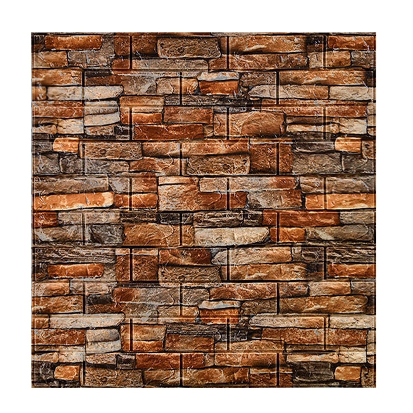 Set 10 Placi Tapet 3D Autoadeziv, Model Caramida, Panouri Decorative Impermeabile, Spuma Polietilena XPE, 70 x 77 cm, Grosime 3 mm, Acoperire 5.3 mp, Piatra Rosie