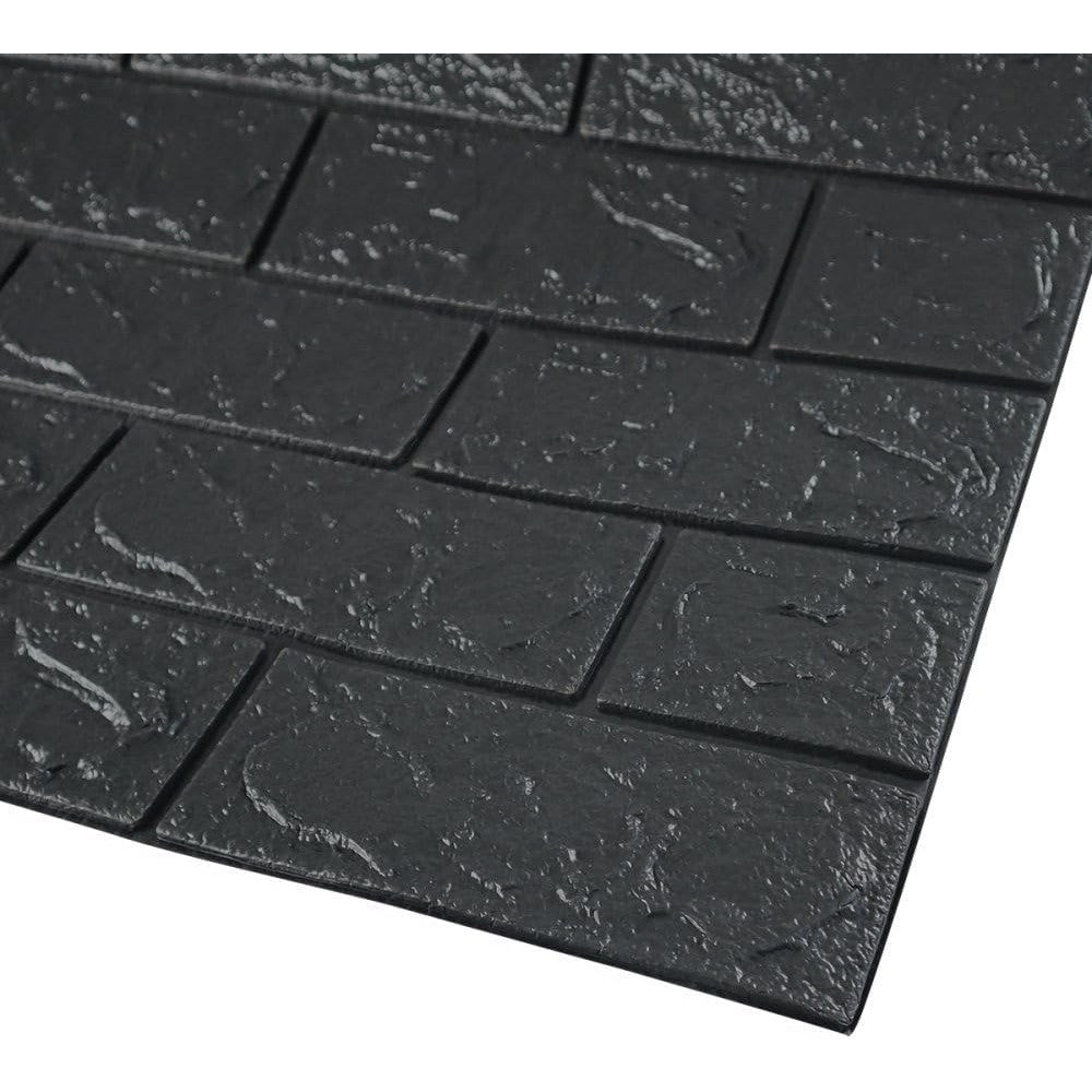 Set Tapet 3D Autoadeziv, Model Caramida, Panouri Perete Impermeabile si Izolante, Spuma Polietilena XPE, 70 x 77 cm, Grosime 3 mm, Suprafata 5.3 mp, 10 Placi, Negru