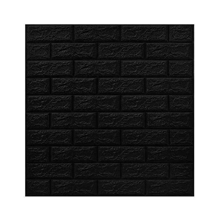Set Tapet 3D Autoadeziv, Model Caramida, Panouri Perete Impermeabile si Izolante, Spuma Polietilena XPE, 70 x 77 cm, Grosime 3 mm, Suprafata 5.3 mp, 10 Placi, Negru