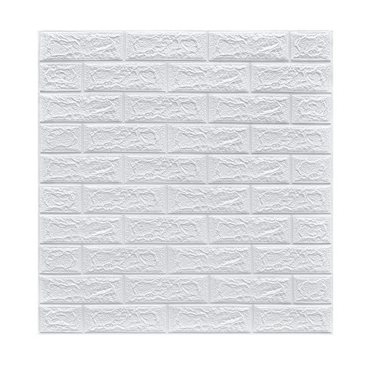 Tapet 3D Autoadeziv, Model Caramida, Panouri Perete Lavabile din Spuma Polietilena XPE, Set 10 Placi, 70 x 77 cm, Grosime 3 mm, Suprafata 5.3 mp, Alb