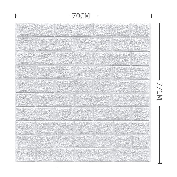 Tapet 3D Autoadeziv, Model Caramida, Panouri Perete Lavabile din Spuma Polietilena XPE, Set 10 Placi, 70 x 77 cm, Grosime 3 mm, Suprafata 5.3 mp, Alb