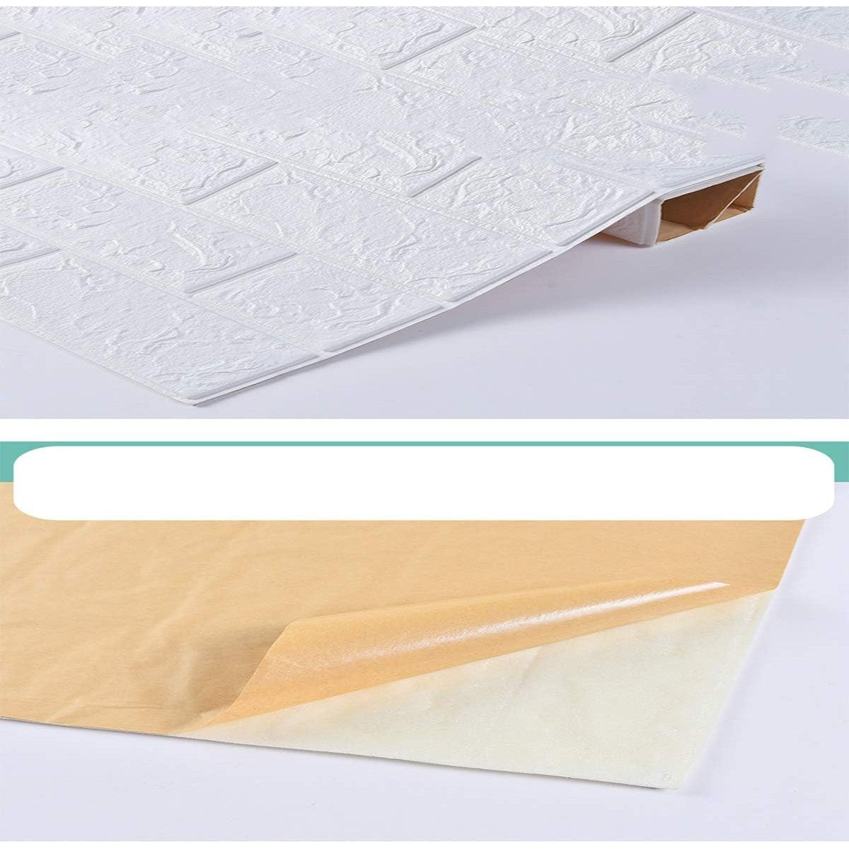 Tapet 3D Autoadeziv, Model Caramida, Panouri Perete Lavabile din Spuma Polietilena XPE, Set 10 Placi, 70 x 77 cm, Grosime 3 mm, Suprafata 5.3 mp, Alb