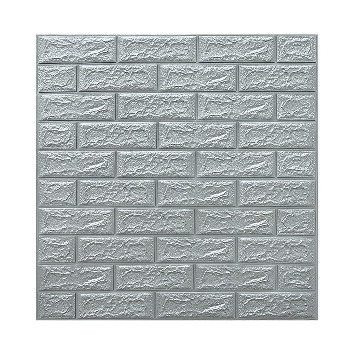 Tapet 3D Autocolant Model Caramida, Panou Perete Autoadeziv Lavabil si Impermeabil, Spuma Polietilena XPE, 70 x 77 cm, Grosime 3 mm, Argintiu, Set 10 Placi, 5.3 mp