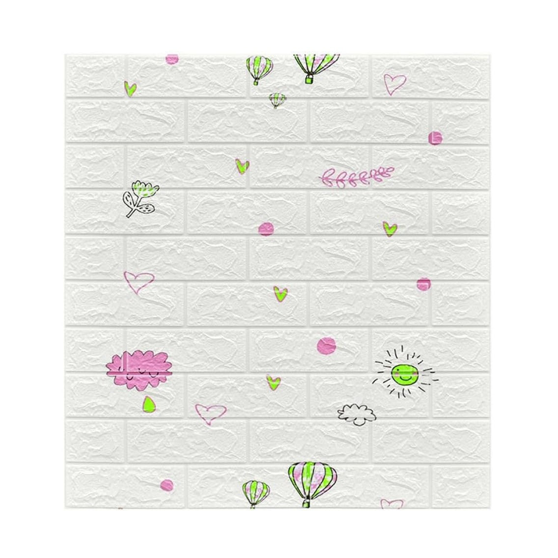 Set 10 Placi Tapet 3D Autoadeziv, Tip Caramida cu Baloane, Panouri Perete Impermeabile si Anticoliziune, Spuma Polietilena XPE, 70 x 77 cm, Grosime 3 mm, Suprafata 5.3 mp, Alb