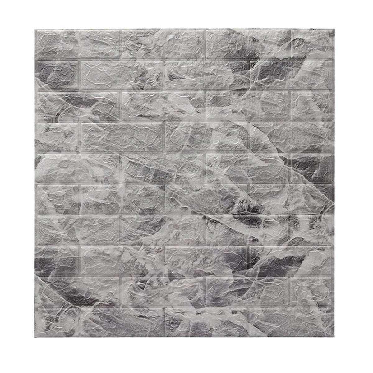 Set Tapet 3D Autocolant, Model Caramida, Panouri Decorative Autoadezive Impermeabile, Spuma Polietilena XPE, 70 x 77 cm, Grosime 3 mm, 10 Bucati, 5.3 mp, Marmura Gri