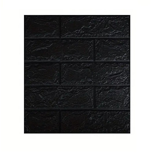 Set Tapet 3D Autoadeziv, Model Caramida, Panouri Decorative Impermeabile din Spuma Polietilena XPE, 35 x 38 cm, Grosime 3 mm, Negru, Set 10 Bucati, 1.33 mp