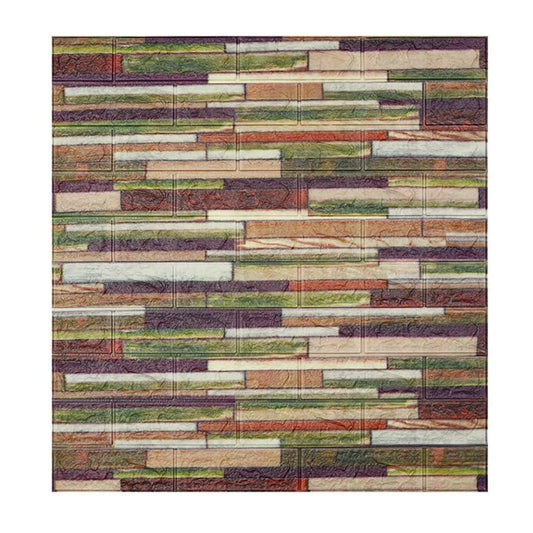 Tapet 3D Autocolant Tip Caramida, Panouri Decorative Autoadezive, Spuma Polietilena XPE Impermeabila, Protectie Copii, 70 x 77 cm, Grosime 3 mm, Set 10 Placi, 5.3 mp, Caramida Colorata