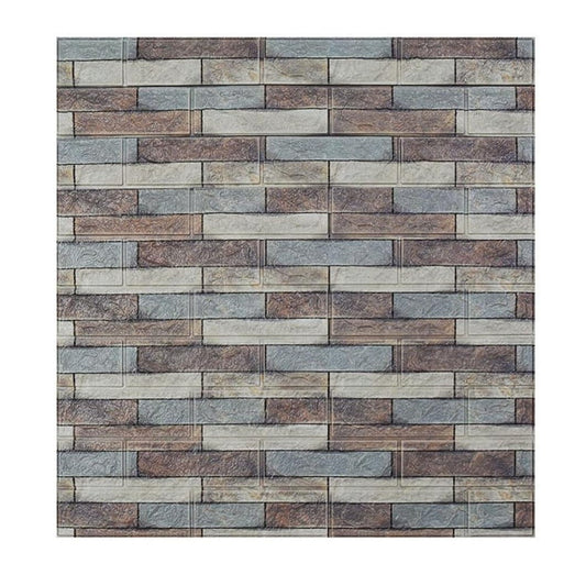 Set 10 Placi Tapet 3D Autoadeziv, Panou Perete Lavabil si Izolant, Spuma Polietilena XPE, Model Caramida, 70 x 77 cm, Grosime 3 mm, Suprafata 5.3 mp, Piatra Colorata