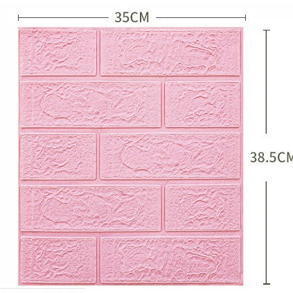 Set Tapet 3D Autocolant, Model Caramida, Panouri Decorative Autoadezive Impermeabile, Spuma Polietilena XPE, 35 x 38 cm, 10 Bucati, Roz