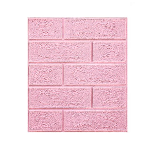 Set Tapet 3D Autocolant, Model Caramida, Panouri Decorative Autoadezive Impermeabile, Spuma Polietilena XPE, 35 x 38 cm, 10 Bucati, Roz
