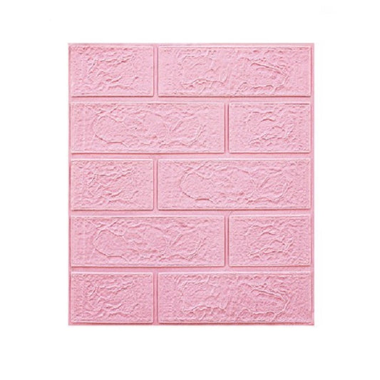Set Tapet 3D Autocolant, Model Caramida, Panouri Decorative Autoadezive Impermeabile, Spuma Polietilena XPE, 35 x 38 cm, 10 Bucati, Roz